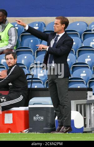 Londra, Regno Unito. 09 luglio 2020. Il manager di Fulham Scott Parker durante la partita del campionato EFL Sky Bet tra Queens Park Rangers e Fulham al Kiyan Prince Foundation Stadium, Londra, Inghilterra, il 30 giugno 2020. Foto di Ken Sparks. Solo per uso editoriale, licenza richiesta per uso commerciale. Nessun utilizzo nelle scommesse, nei giochi o nelle pubblicazioni di un singolo club/campionato/giocatore. Credit: UK Sports Pics Ltd/Alamy Live News Foto Stock