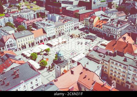 Rybnik. Polonia. Vista aerea della piazza principale e del centro di Rybnik, alta Slesia. Polonia. Foto Stock