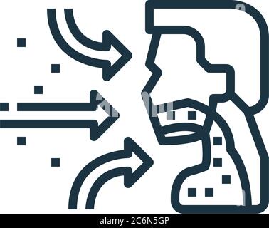 icona del vettore respiratorio. tratto respiratorio modificabile. simbolo lineare respiratorio da utilizzare su applicazioni web e mobili, logo, supporti di stampa. Illustrazione sottile Illustrazione Vettoriale