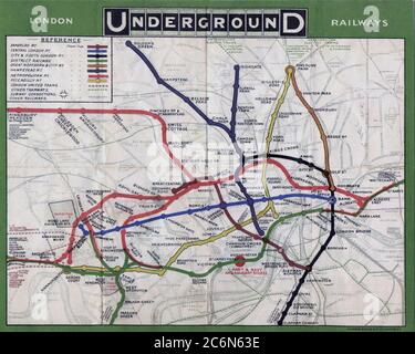 Mappa della metropolitana di Londra dal 1908 Foto Stock