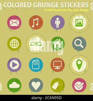 icone grunge colorate dei social media Illustrazione Vettoriale