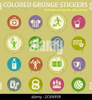 icone grunge colorate sport Illustrazione Vettoriale