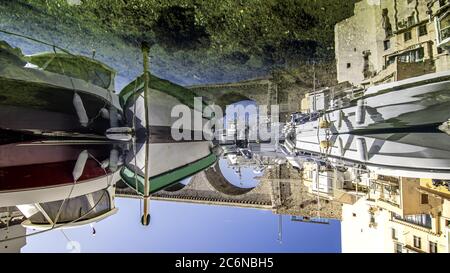 Marsiglia, Francia, la Corniche. Vista sulla valle Auffes. Foto Stock