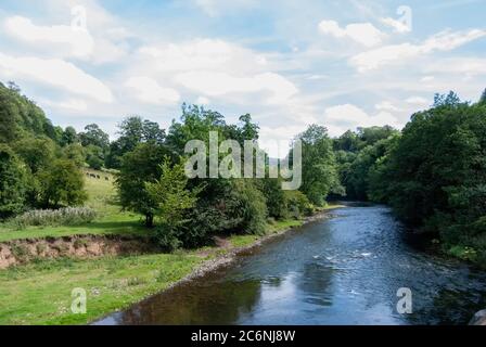 Lo storico Masson Mills vicino Matlock nel Derbyshire, Regno Unito Foto Stock