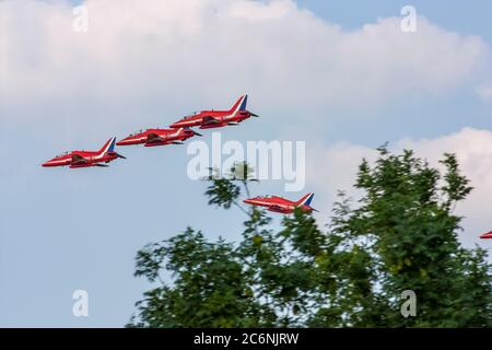 Le frecce rosse battenti a Biggin Hill Airshow di Foto Stock