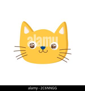 Testa gattino per la Giornata Mondiale del gatto. Illustrazione vettoriale in stile piatto alla moda. Illustrazione Vettoriale