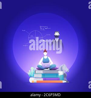 Formazione online, illustrazione vettoriale del concetto di autoapprendimento. Illustrazione Vettoriale