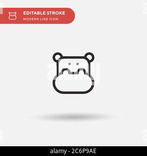 Icona vettore semplice Hippo. Modello di disegno simbolo illustrazione per elemento UI mobile Web. Pittogramma moderno a colori perfetto su tratto modificabile. Icona Hippo Illustrazione Vettoriale