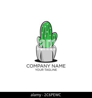 Design minimalista con logo Cactus, isolato su sfondo bianco.EPS 10 Illustrazione Vettoriale