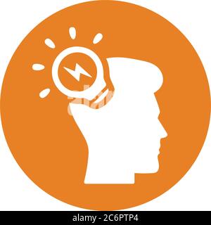 Brainstorming, idea di business, creatività, icona lampadina. Icona bella, meticolosamente progettata. Vettore ben organizzato e modificabile per qualsiasi utilizzo. Illustrazione Vettoriale