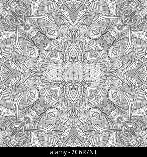 Disegno a mano di linee etniche vettoriali motivo senza giunture Illustrazione Vettoriale