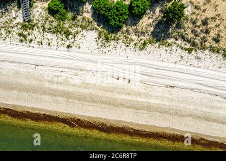 Drone immagine di una spiaggia in East Hampton, NY Foto Stock