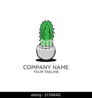 Design minimalista con logo Cactus, isolato su sfondo bianco.EPS 10 Illustrazione Vettoriale