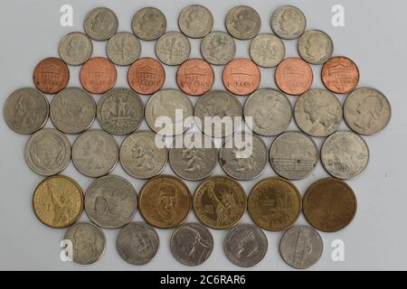 Monete AMERICANE impilate, monete americane impilate Foto Stock