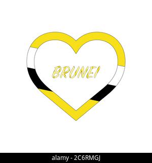 Bandiera Brunei nel cuore. Amo il mio paese. Segno. Illustrazione vettoriale di stock isolata su sfondo bianco. Illustrazione Vettoriale