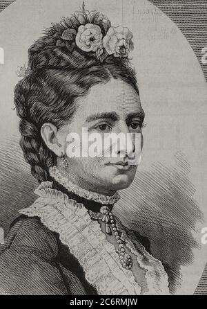 Luisa de Hesse-Kassel (Luisa Guillermina Federica) (1817-1898). Reina consorte de Dinamarca, esposa de Cristian IX. Grado. La Ilustración Española y americana, 1878. Foto Stock