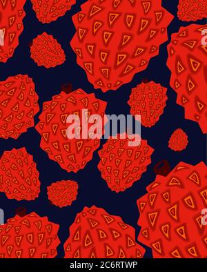 Frutti di lychee, frutti esotici asiatici. Illustrazione Vettoriale