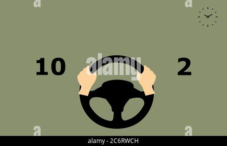 Come tenere il volante della vettura. Illustrazione vettoriale. Foto Stock