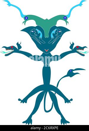 Mostro creatura blu creato su piattaforma digitale per la creazione di animazioni vettore astratto Illustrazione Vettoriale