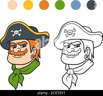 Libro da colorare per bambini, Pirate Illustrazione Vettoriale