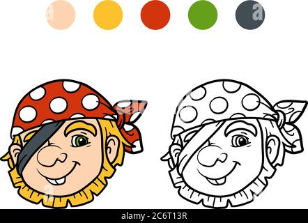 Libro da colorare per bambini, Pirate Illustrazione Vettoriale