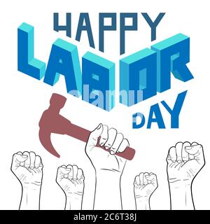 Tessera Happy Labor Day. Festa nazionale americana, Lustra vettoriale Illustrazione Vettoriale