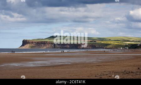 Marske Long Sands vista verso Saltburn e Huntcliff. Foto Stock