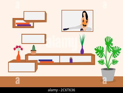 Bellissimi armadi posti a parete con una vista perfetta. Illustrazione 3D. Foto Stock