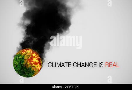 Slogan sul cambiamento climatico: Il cambiamento climatico è reale Foto Stock