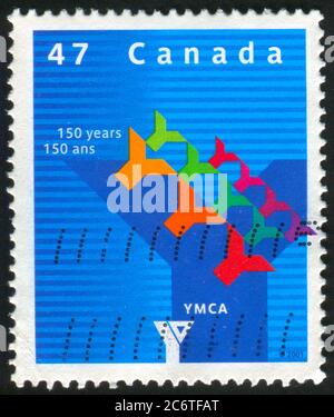 CANADA - CIRCA 2001: Francobollo stampato dal Canada, spettacoli YMCA in Canada, 150° anniversario, circa 2001 Foto Stock