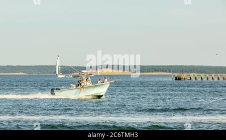 Gite in barca per famiglie nei pressi di North Haven, New York Foto Stock