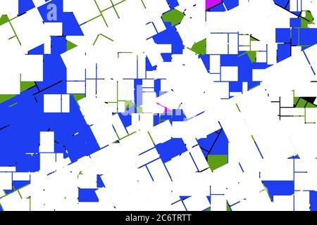 Sfondo astratto blu trendy di forme geometriche pixelate. Rumore dello schermo del computer, forme geometriche di colore, quadrati di colori piatti. Patter alla moda Foto Stock