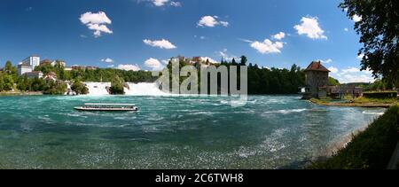 Vista panoramica di Rheinfall. Sciaffusa. Svizzera. Foto Stock