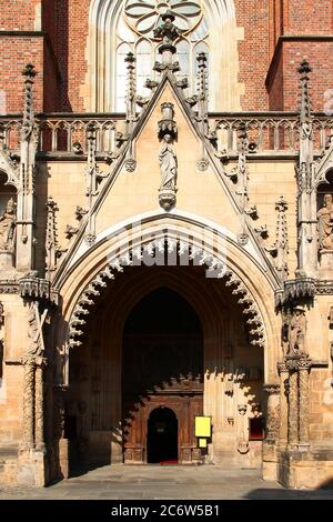 Ingresso principale della Cattedrale di San Giovanni Battista. Piazza della Cattedrale (Katedralny). Wroclaw. Polonia. Foto Stock