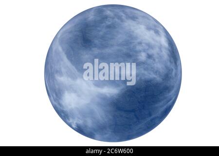 Sfera di tessitura del pianeta di tipo terrestre tagliata e isolata su sfondo bianco Foto Stock