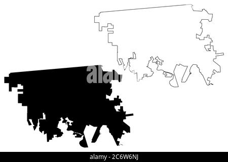 Mexicali City (Stati Uniti del Messico, Messico, Baja California state) mappa vettoriale illustrazione, scrimble sketch Città di Mexicali mappa Illustrazione Vettoriale