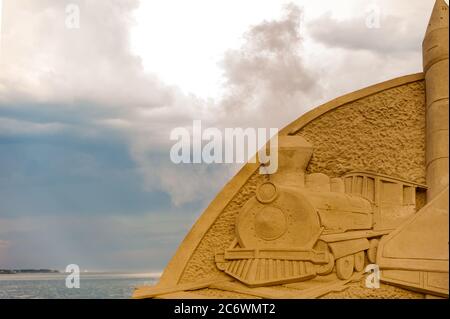 Scultura di sabbia al Revere Beach International Sand Sculpting Festival. Foto Stock