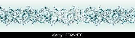 Bordo vettoriale floreale. Illustrazione della natura incisa Illustrazione Vettoriale