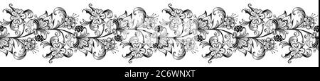 Bordo vettoriale floreale. Illustrazione della natura incisa Illustrazione Vettoriale