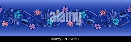 Bordo vettoriale floreale. Illustrazione della natura incisa Illustrazione Vettoriale