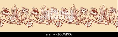 Bordo vettoriale floreale. Illustrazione della natura incisa Illustrazione Vettoriale