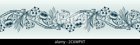 Bordo vettoriale floreale. Illustrazione della natura incisa Illustrazione Vettoriale