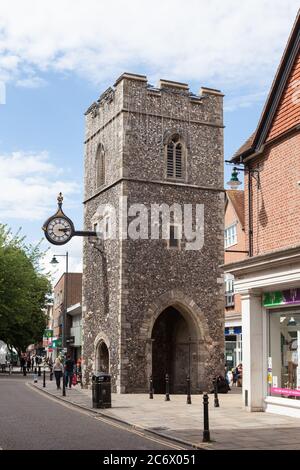 Torre dell'Orologio di St George a Canterbury, Regno Unito. Foto Stock