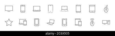 Smart Devices Gadgets computer electronics mobile line Icons. Tratto modificabile Illustrazione Vettoriale