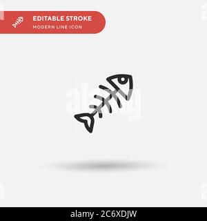 Ossa di pesce icona vettore semplice. Modello di disegno simbolo illustrazione per elemento UI mobile Web. Pittogramma moderno a colori perfetto su tratto modificabile. Icone di ossa di pesce per il vostro progetto di affari Illustrazione Vettoriale