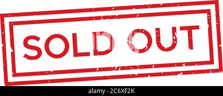 Timbro rosso rettangolare esaurito. Guarnizione a grunge con telaio o bordo graffiato per negozi o negozi Illustrazione Vettoriale
