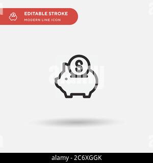 Icona vettore semplice Piggy Bank. Modello di disegno simbolo illustrazione per elemento UI mobile Web. Pittogramma moderno a colori perfetto su tratto modificabile. Icone di Piggy Bank per il vostro progetto di business Illustrazione Vettoriale