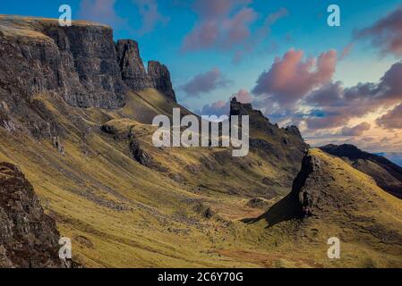 La Quiraing sull isola di Skye in Scozia Foto Stock