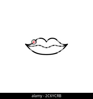 Linea icona herpes Lips. Infiammazione irritata a freddo. Vettore su sfondo bianco isolato. EPS 10 Illustrazione Vettoriale