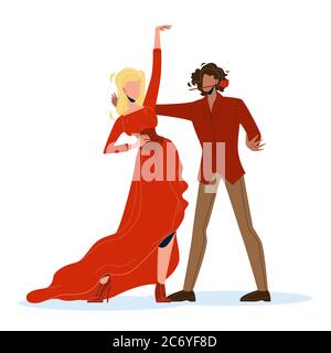 Ballerini Danza e Danza Flamenco Vector Illustrazione Vettoriale